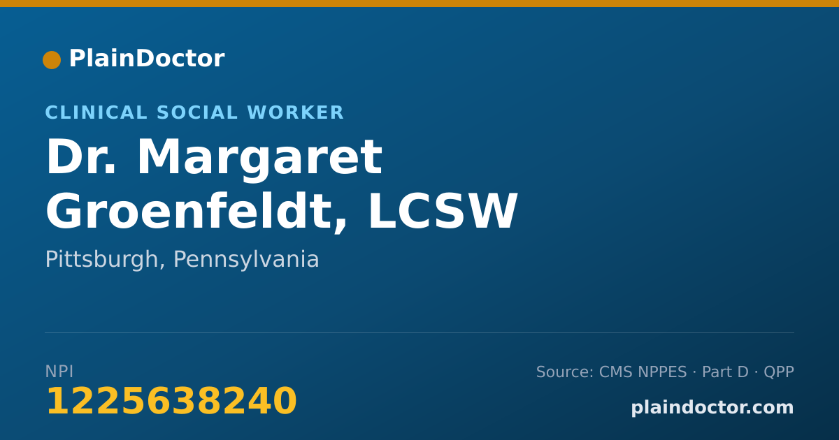 Shareable card for Margaret Groenfeldt, LCSW - Clinical Social Worker, Pittsburgh, PA