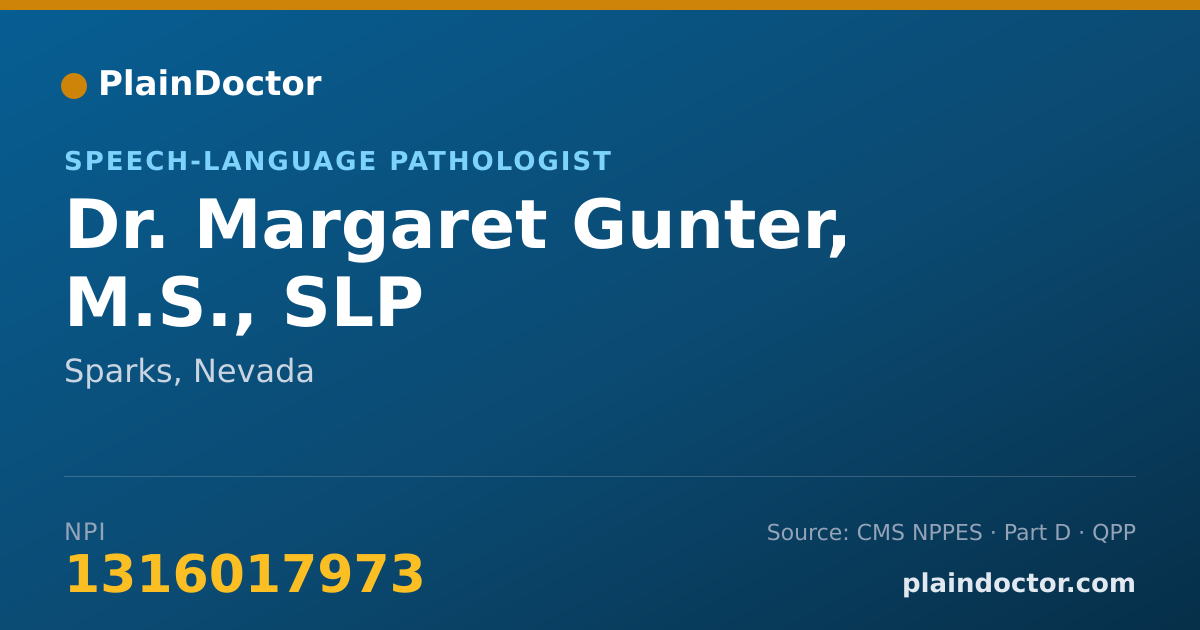 Shareable card for Margaret Gunter, M.S., SLP - Speech-Language Pathologist, Sparks, NV