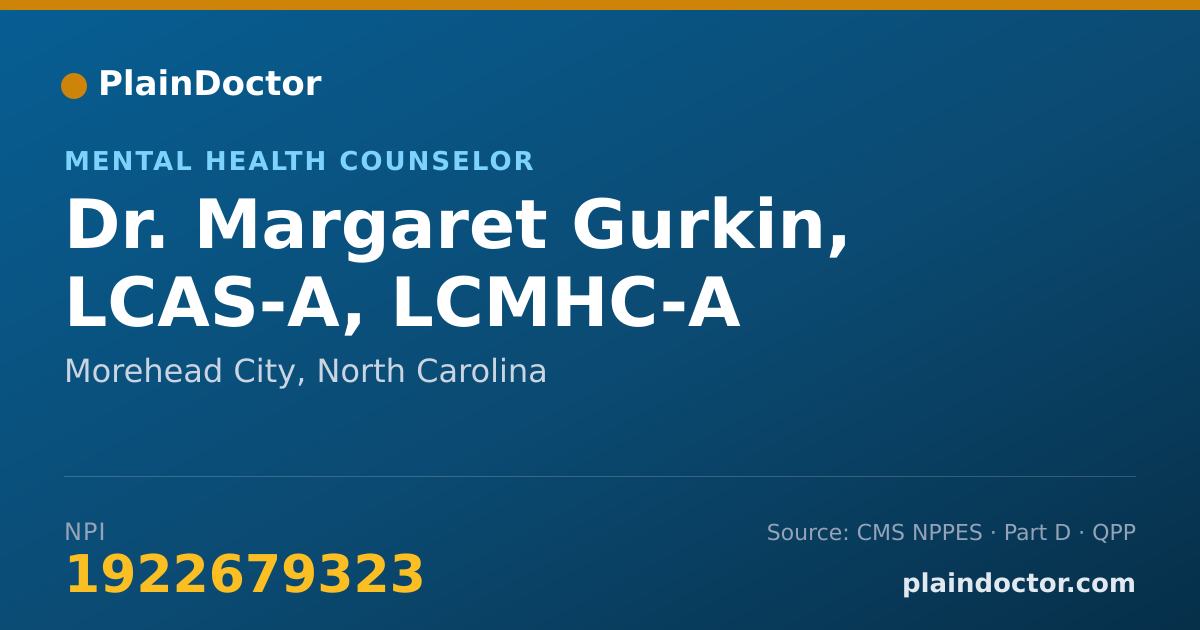 Shareable card for Margaret Gurkin, LCAS-A, LCMHC-A - Mental Health Counselor, Morehead City, NC