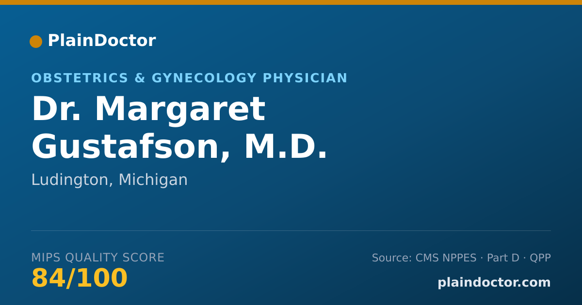 Shareable card for Margaret Gustafson, M.D. - Obstetrics & Gynecology Physician, Ludington, MI