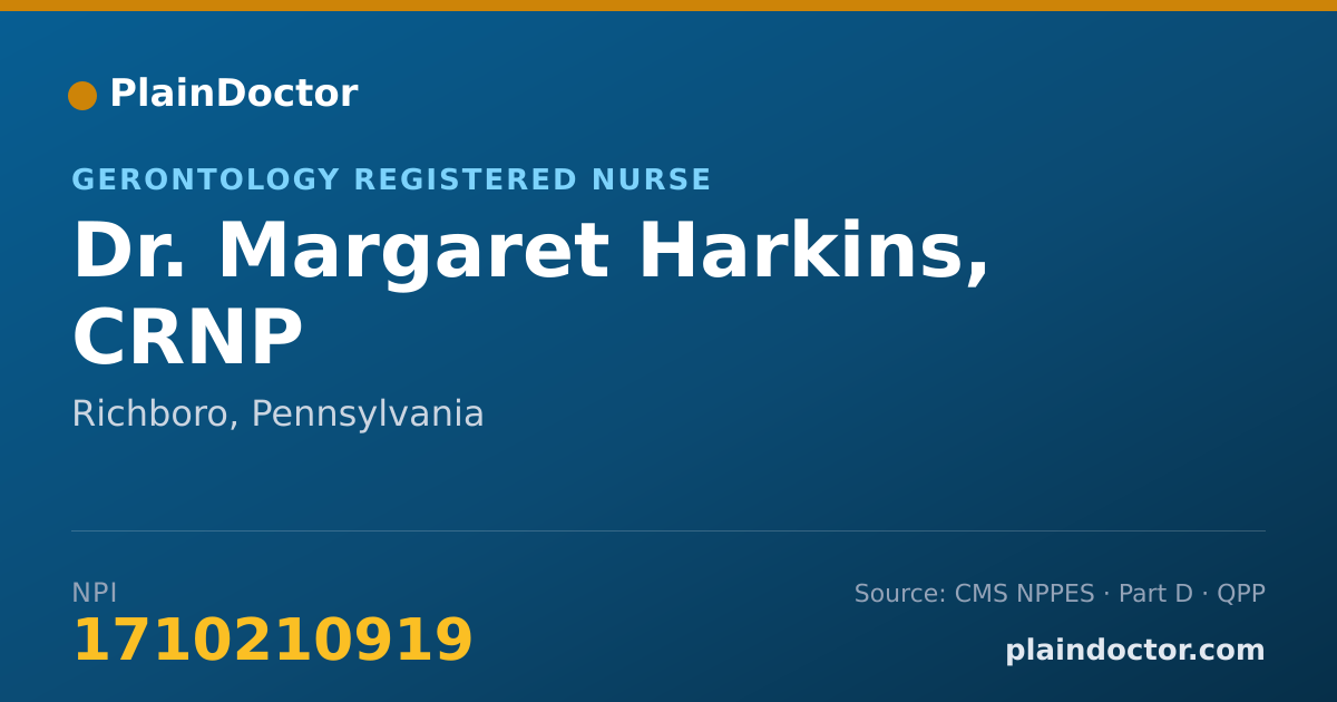 Shareable card for Margaret Harkins, CRNP - Gerontology Registered Nurse, Richboro, PA