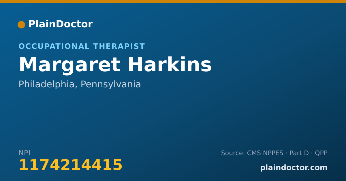 Shareable card for Margaret Harkins - Occupational Therapist, Philadelphia, PA