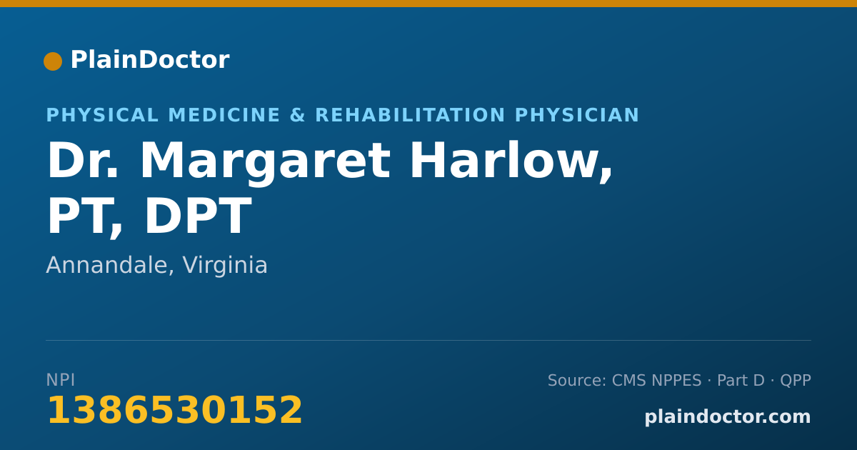 Shareable card for Margaret Harlow, PT, DPT - Physical Medicine & Rehabilitation Physician, Annandale, VA