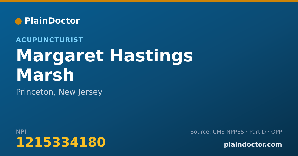 Shareable card for Margaret Hastings Marsh - Acupuncturist, Princeton, NJ