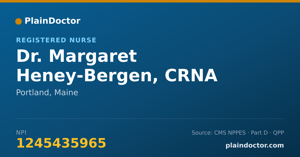 Shareable card for Margaret Heney-Bergen, CRNA - Registered Nurse, Portland, ME