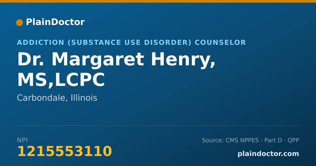 Shareable card for Margaret Henry, MS,LCPC - Addiction (Substance Use Disorder) Counselor, Carbondale, IL