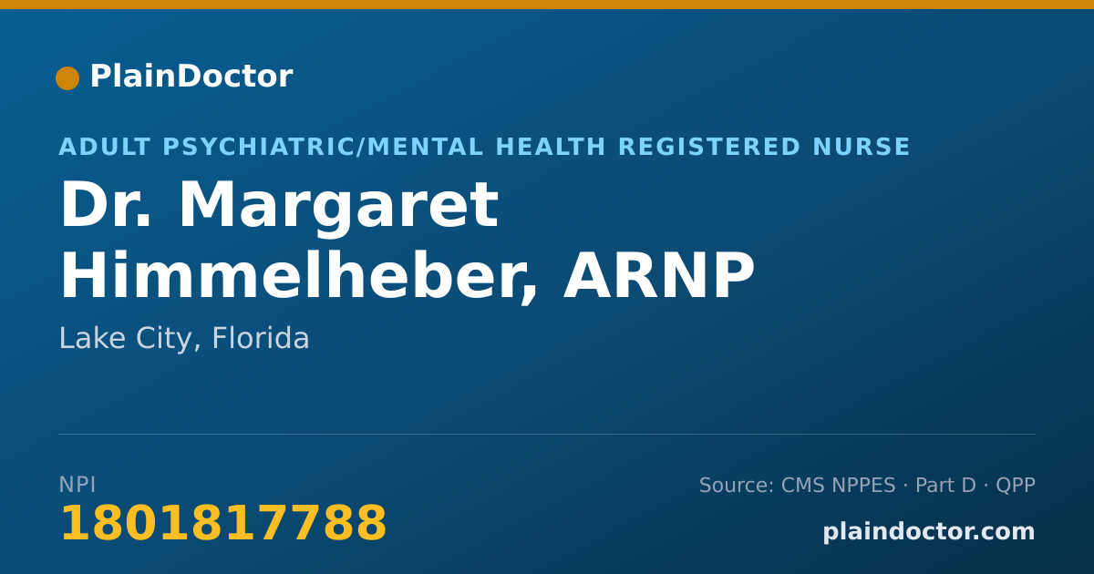 Shareable card for Margaret Himmelheber, ARNP - Adult Psychiatric/Mental Health Registered Nurse, Lake City, FL