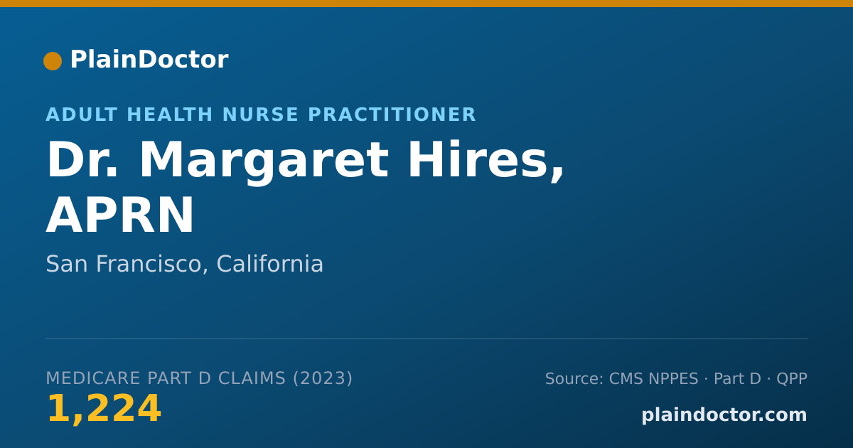 Shareable card for Margaret Hires, APRN - Adult Health Nurse Practitioner, San Francisco, CA
