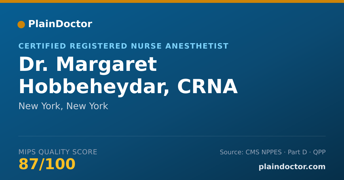 Shareable card for Margaret Hobbeheydar, CRNA - Certified Registered Nurse Anesthetist, New York, NY