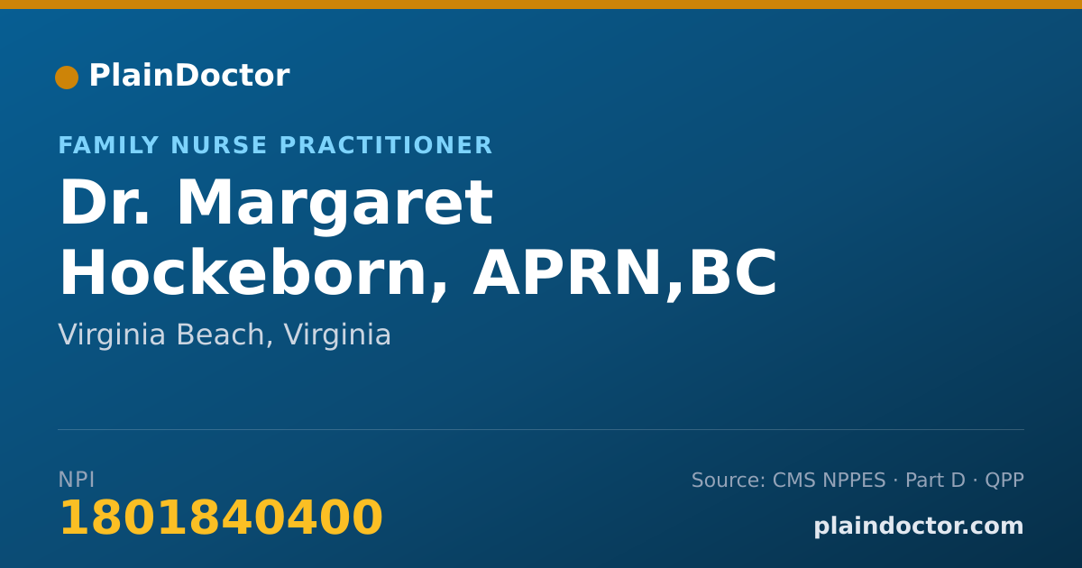 Shareable card for Margaret Hockeborn, APRN,BC - Family Nurse Practitioner, Virginia Beach, VA
