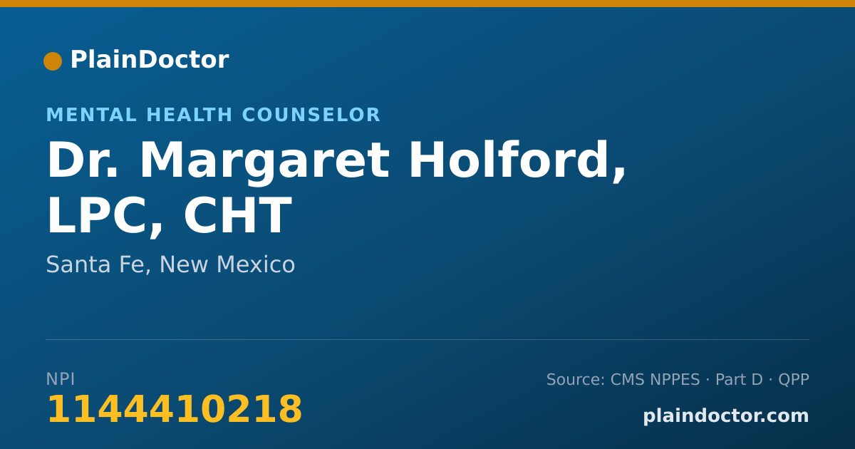 Shareable card for Margaret Holford, LPC, CHT - Mental Health Counselor, Santa Fe, NM