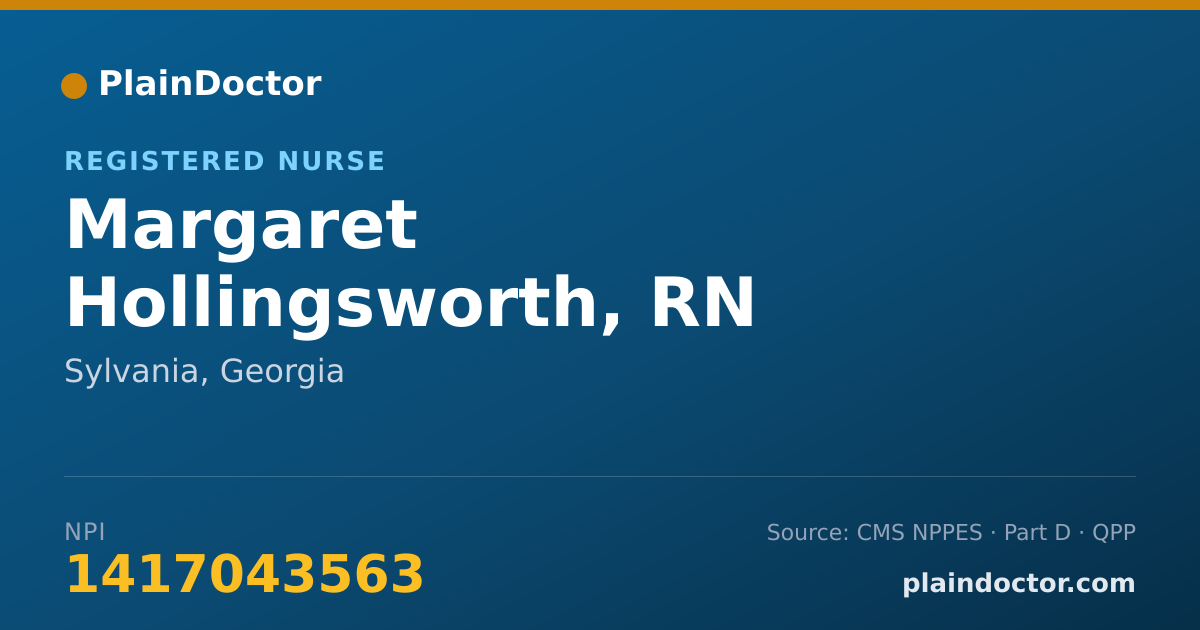 Shareable card for Margaret Hollingsworth, RN - Registered Nurse, Sylvania, GA