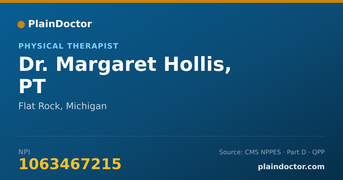 Shareable card for Margaret Hollis, PT - Physical Therapist, Flat Rock, MI