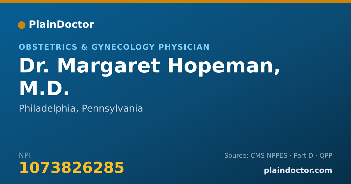 Shareable card for Margaret Hopeman, M.D. - Obstetrics & Gynecology Physician, Philadelphia, PA