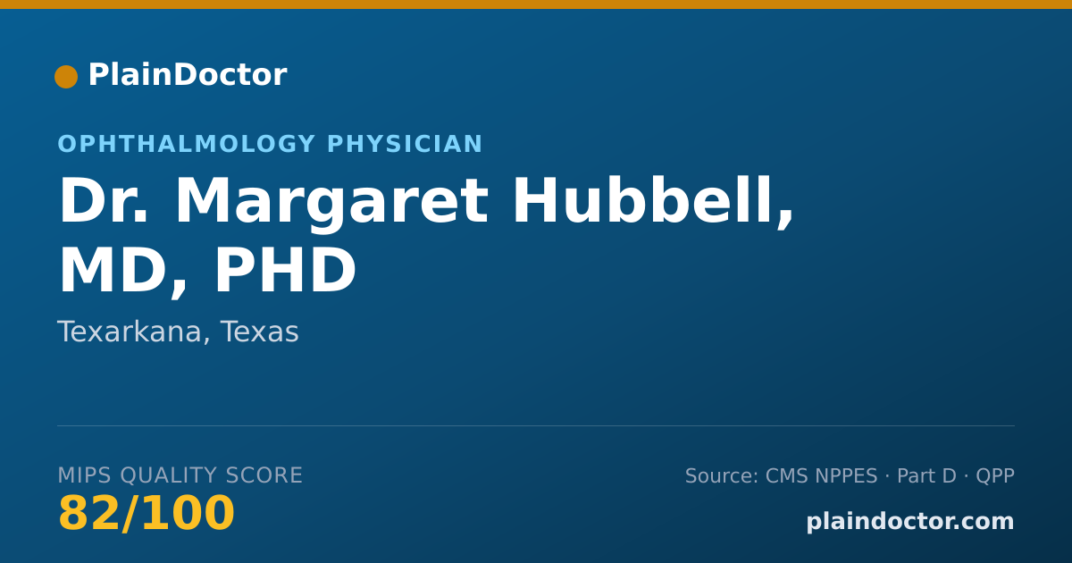 Shareable card for Margaret Hubbell, MD, PHD - Ophthalmology Physician, Texarkana, TX