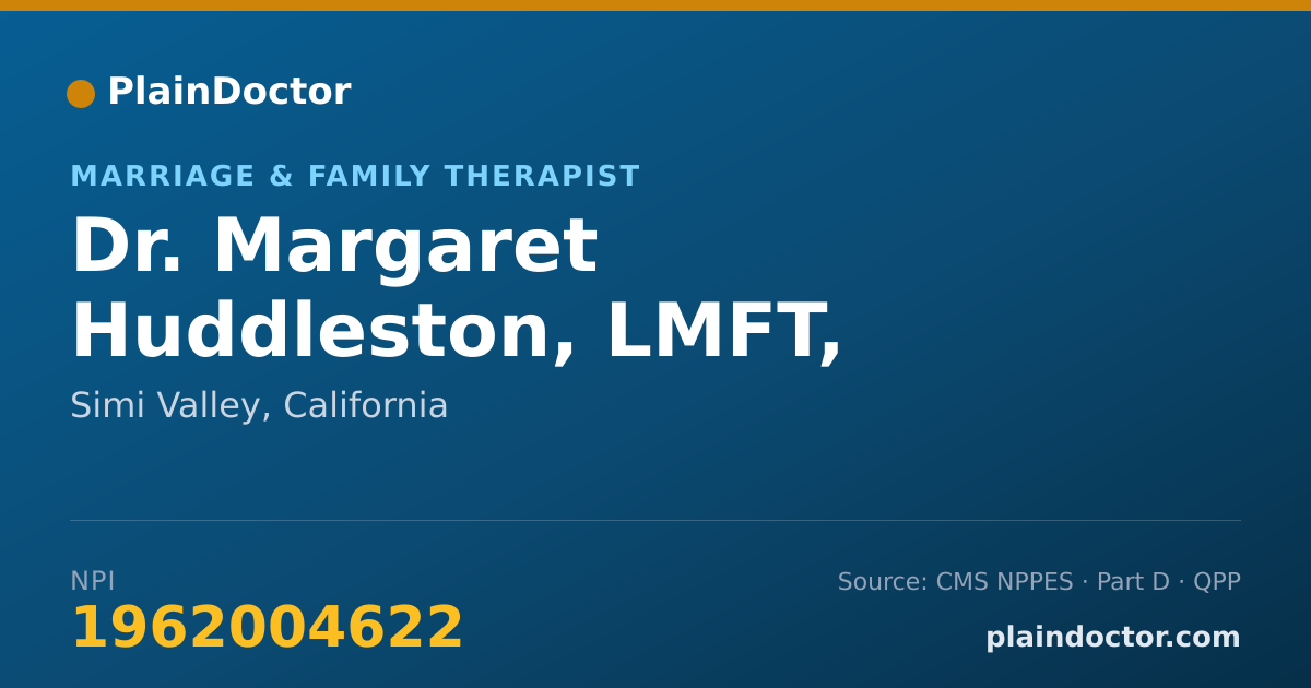 Shareable card for Margaret Huddleston, LMFT, CCATP - Marriage & Family Therapist, Simi Valley, CA