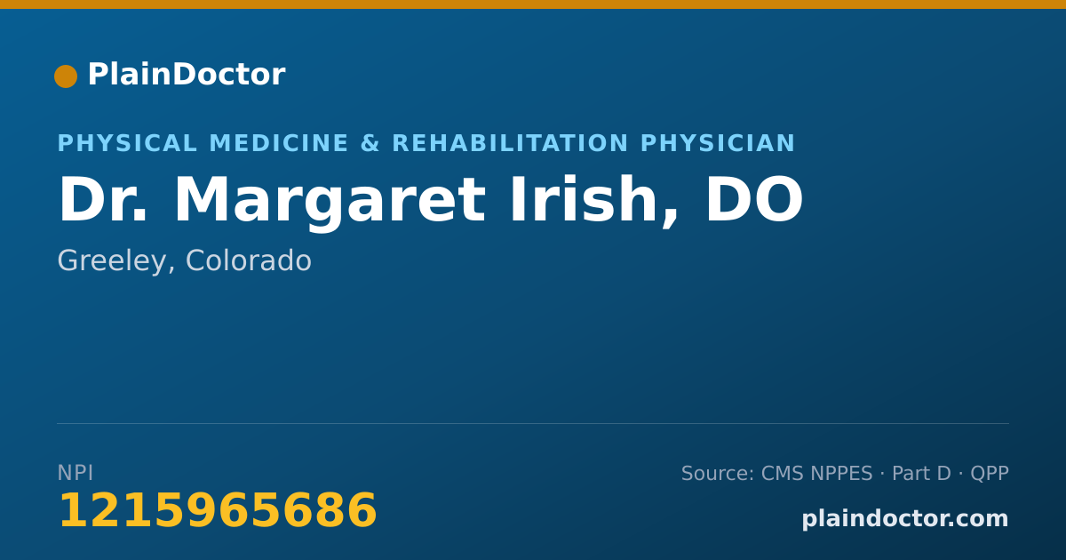 Shareable card for Margaret Irish, DO - Physical Medicine & Rehabilitation Physician, Greeley, CO