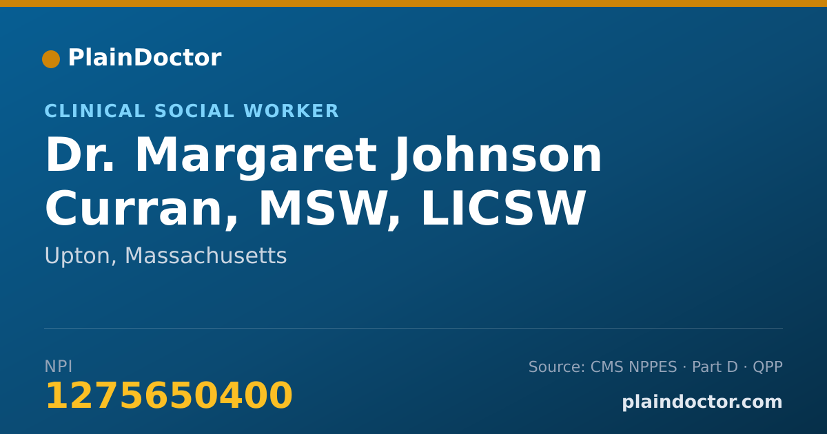 Shareable card for Margaret Johnson Curran, MSW, LICSW - Clinical Social Worker, Upton, MA