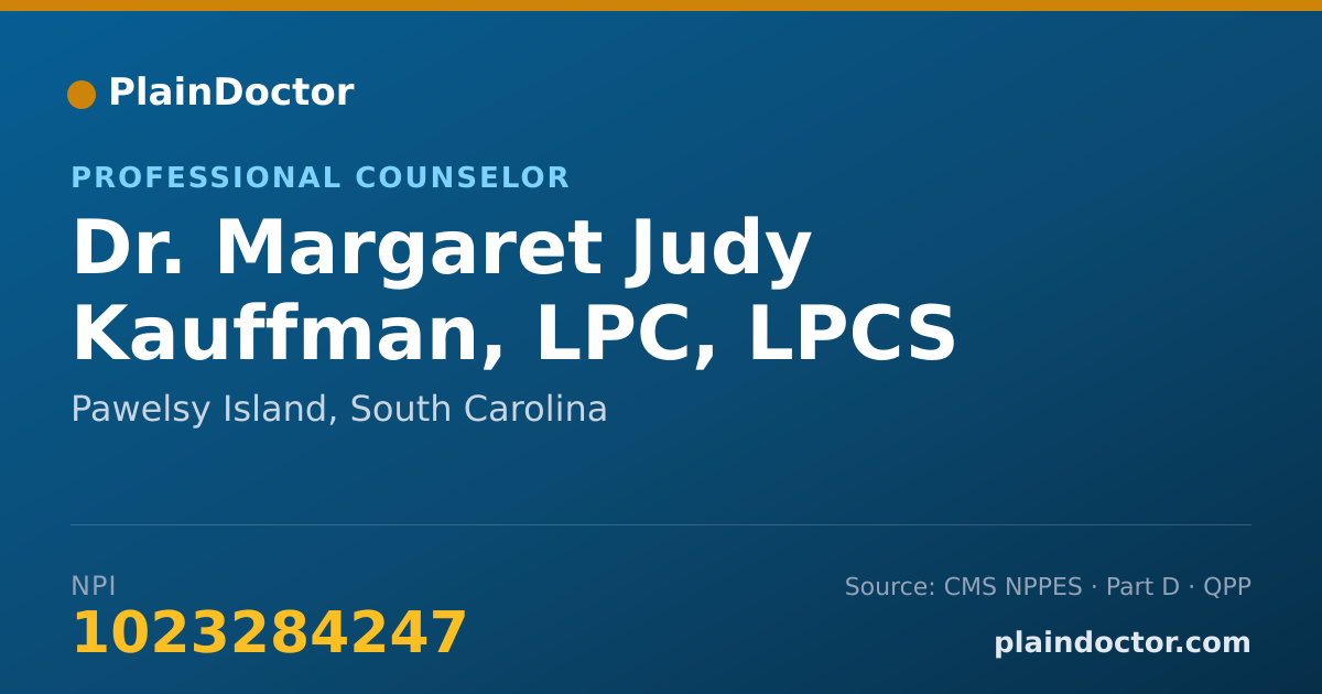 Shareable card for Margaret Judy Kauffman, LPC, LPCS - Professional Counselor, Pawelsy Island, SC
