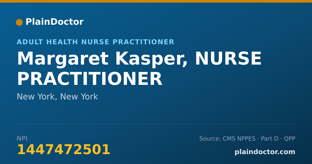 Shareable card for Margaret Kasper, NURSE PRACTITIONER - Adult Health Nurse Practitioner, New York, NY