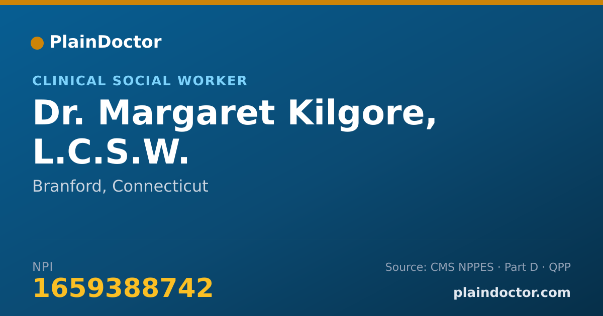 Shareable card for Margaret Kilgore, L.C.S.W. - Clinical Social Worker, Branford, CT