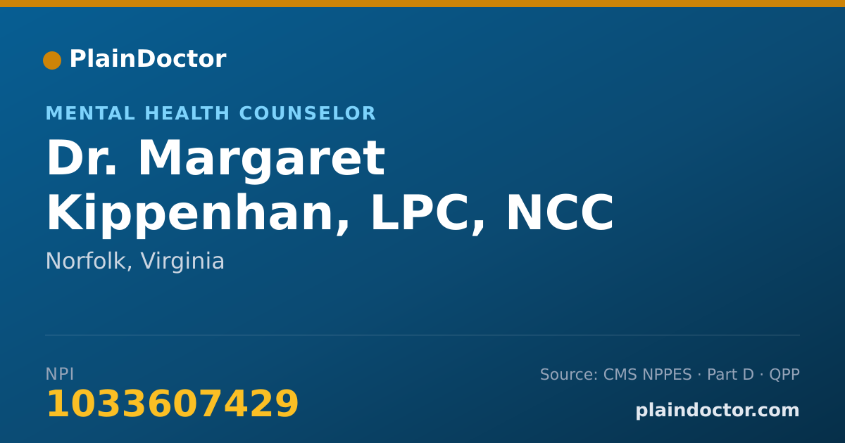 Shareable card for Margaret Kippenhan, LPC, NCC - Mental Health Counselor, Norfolk, VA
