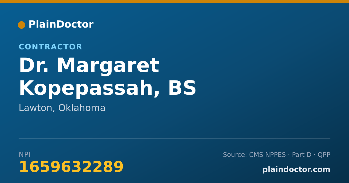 Shareable card for Margaret Kopepassah, BS - Contractor, Lawton, OK