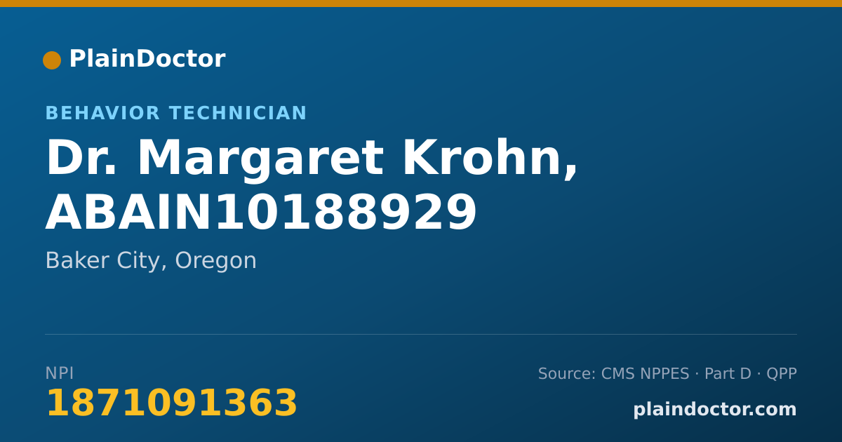 Shareable card for Margaret Krohn, ABAIN10188929 - Behavior Technician, Baker City, OR