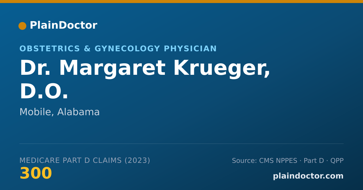 Shareable card for Margaret Krueger, D.O. - Obstetrics & Gynecology Physician, Mobile, AL