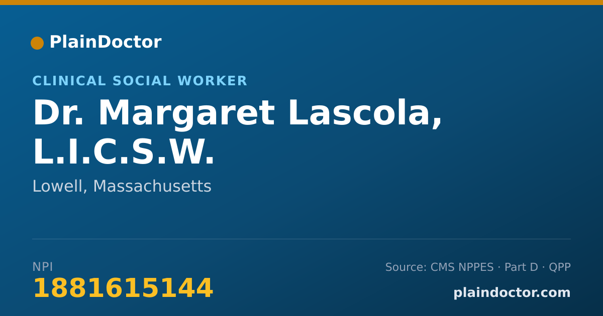 Shareable card for Margaret Lascola, L.I.C.S.W. - Clinical Social Worker, Lowell, MA