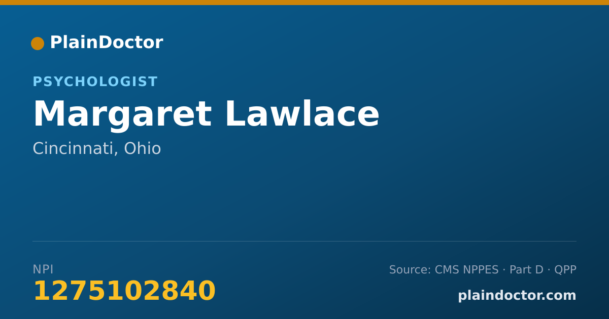 Shareable card for Margaret Lawlace - Psychologist, Cincinnati, OH