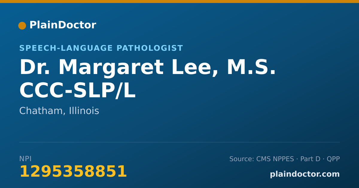 Shareable card for Margaret Lee, M.S. CCC-SLP/L - Speech-Language Pathologist, Chatham, IL