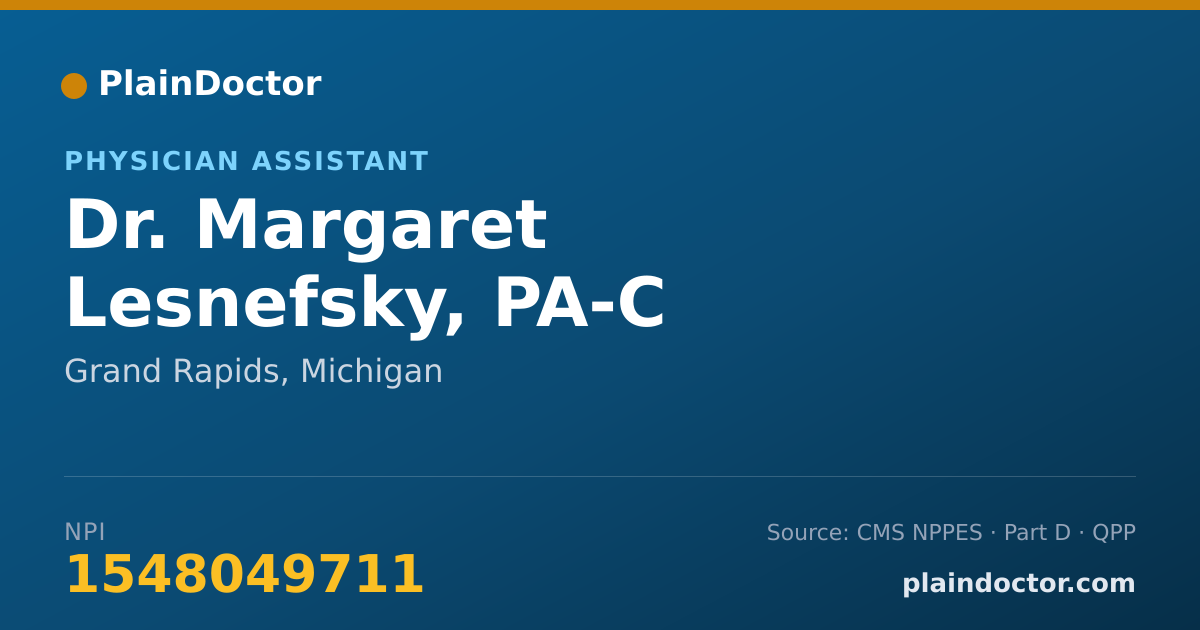Shareable card for Margaret Lesnefsky, PA-C - Physician Assistant, Grand Rapids, MI