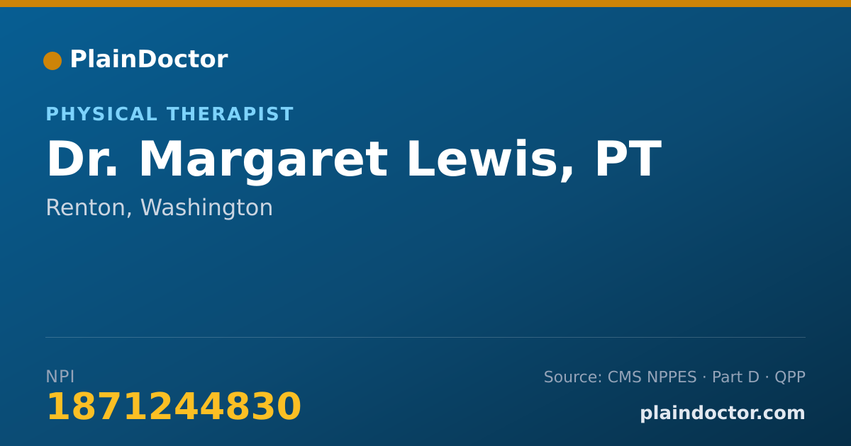 Shareable card for Margaret Lewis, PT - Physical Therapist, Renton, WA