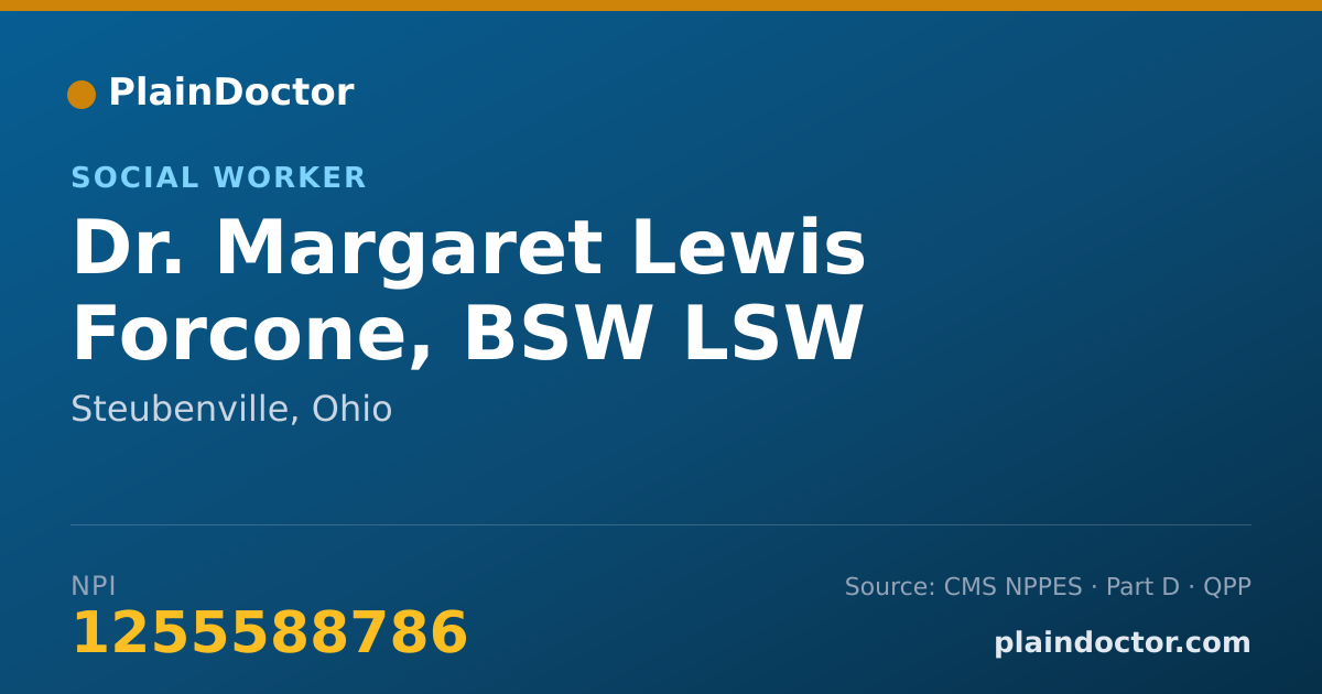Shareable card for Margaret Lewis Forcone, BSW LSW - Social Worker, Steubenville, OH