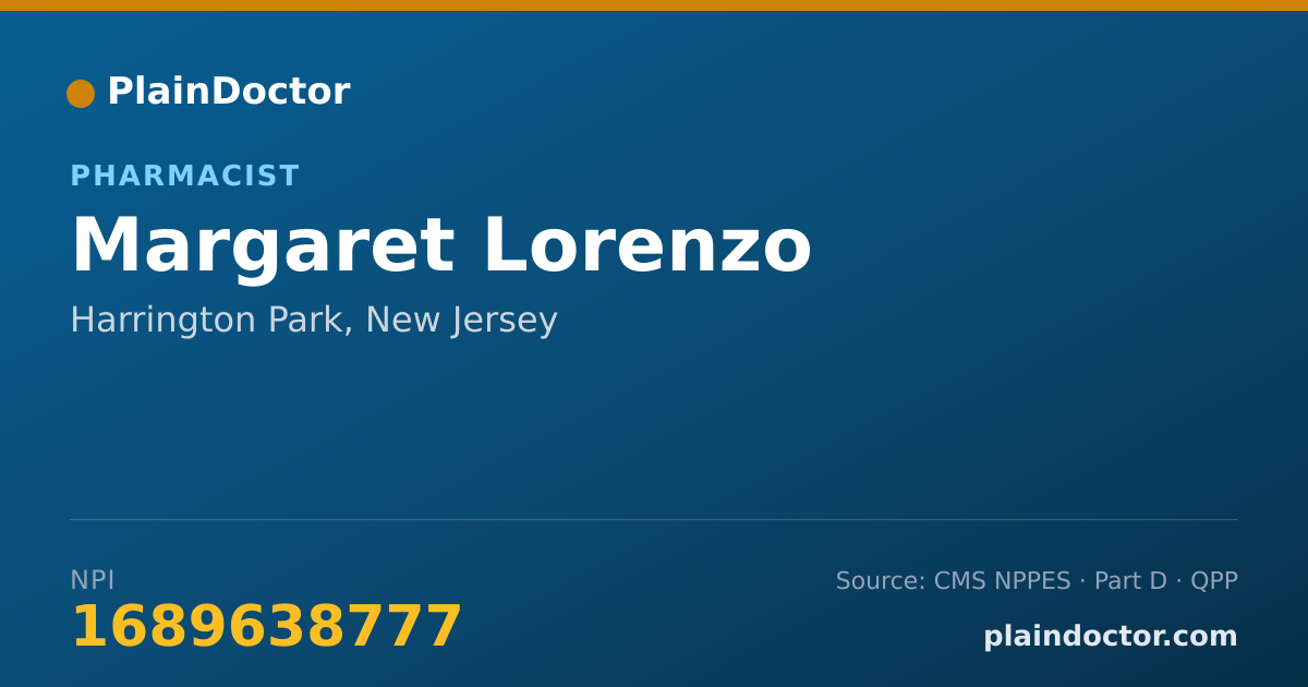 Shareable card for Margaret Lorenzo - Pharmacist, Harrington Park, NJ