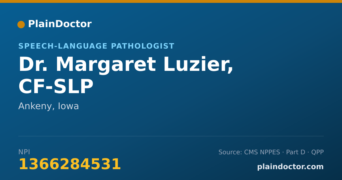 Shareable card for Margaret Luzier, CF-SLP - Speech-Language Pathologist, Ankeny, IA