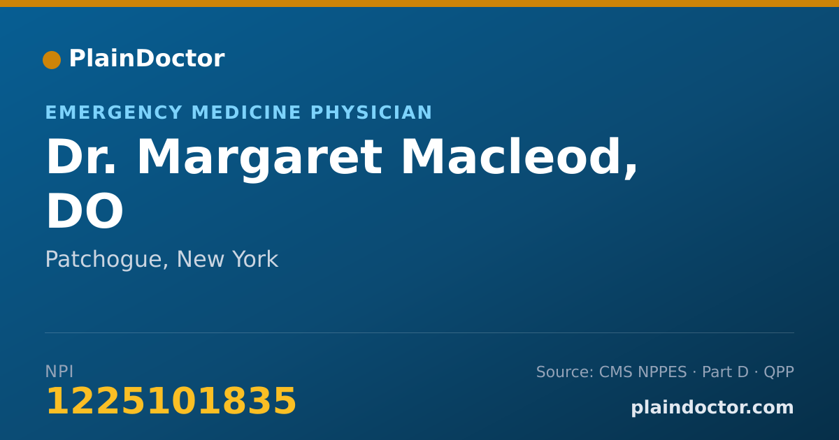 Shareable card for Margaret Macleod, DO - Emergency Medicine Physician, Patchogue, NY