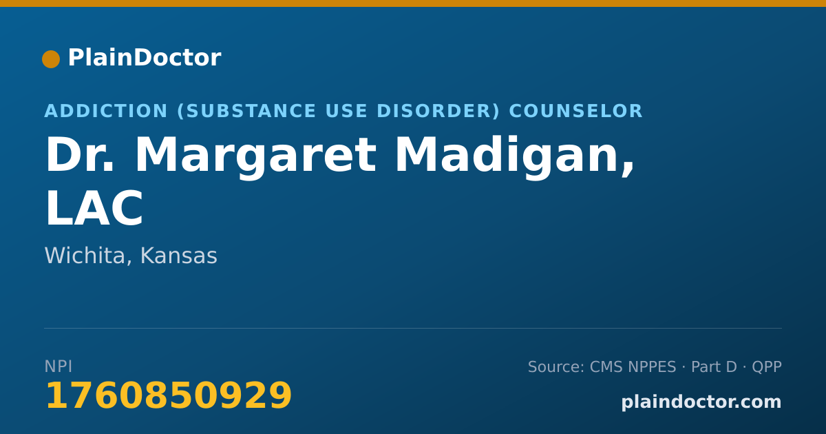 Shareable card for Margaret Madigan, LAC - Addiction (Substance Use Disorder) Counselor, Wichita, KS