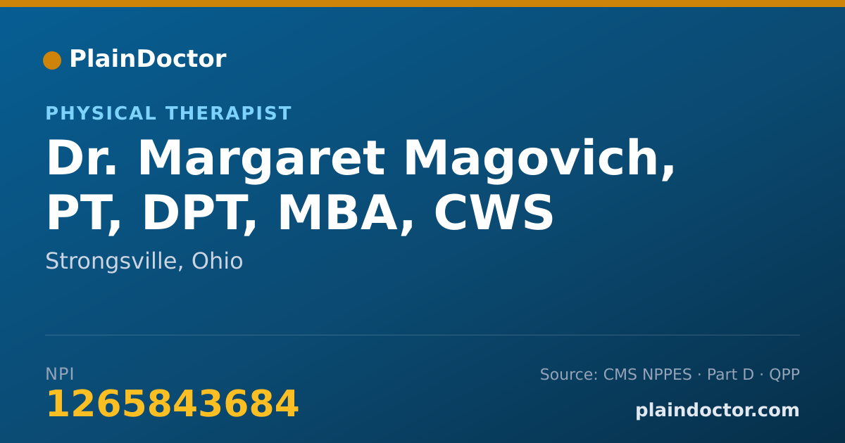 Shareable card for Margaret Magovich, PT, DPT, MBA, CWS - Physical Therapist, Strongsville, OH