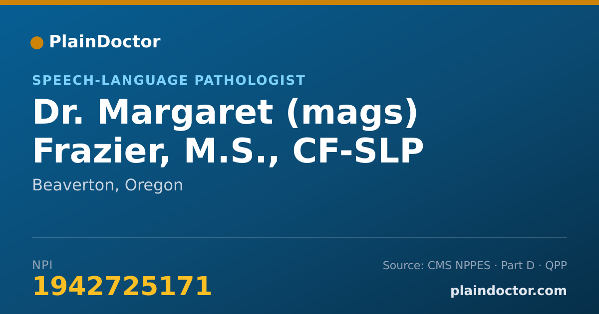 Shareable card for Margaret (mags) Frazier, M.S., CF-SLP - Speech-Language Pathologist, Beaverton, OR