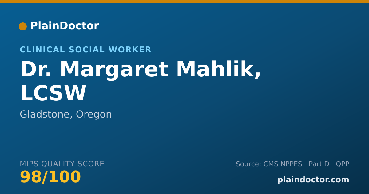 Shareable card for Margaret Mahlik, LCSW - Clinical Social Worker, Gladstone, OR