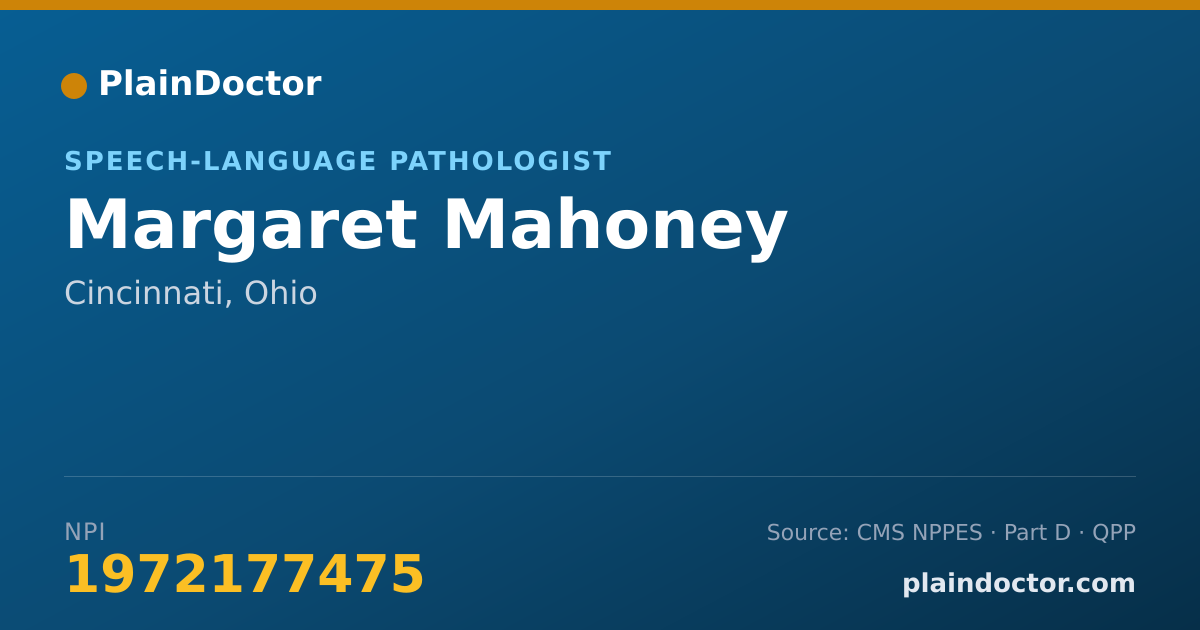 Shareable card for Margaret Mahoney - Speech-Language Pathologist, Cincinnati, OH