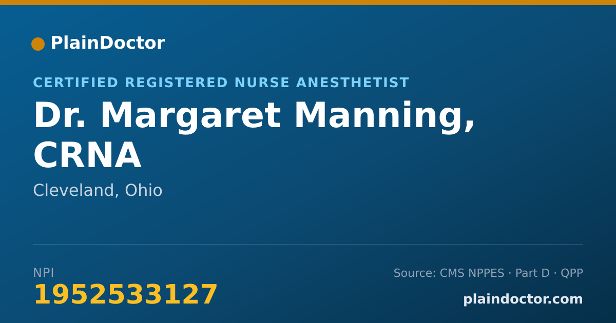 Shareable card for Margaret Manning, CRNA - Certified Registered Nurse Anesthetist, Cleveland, OH