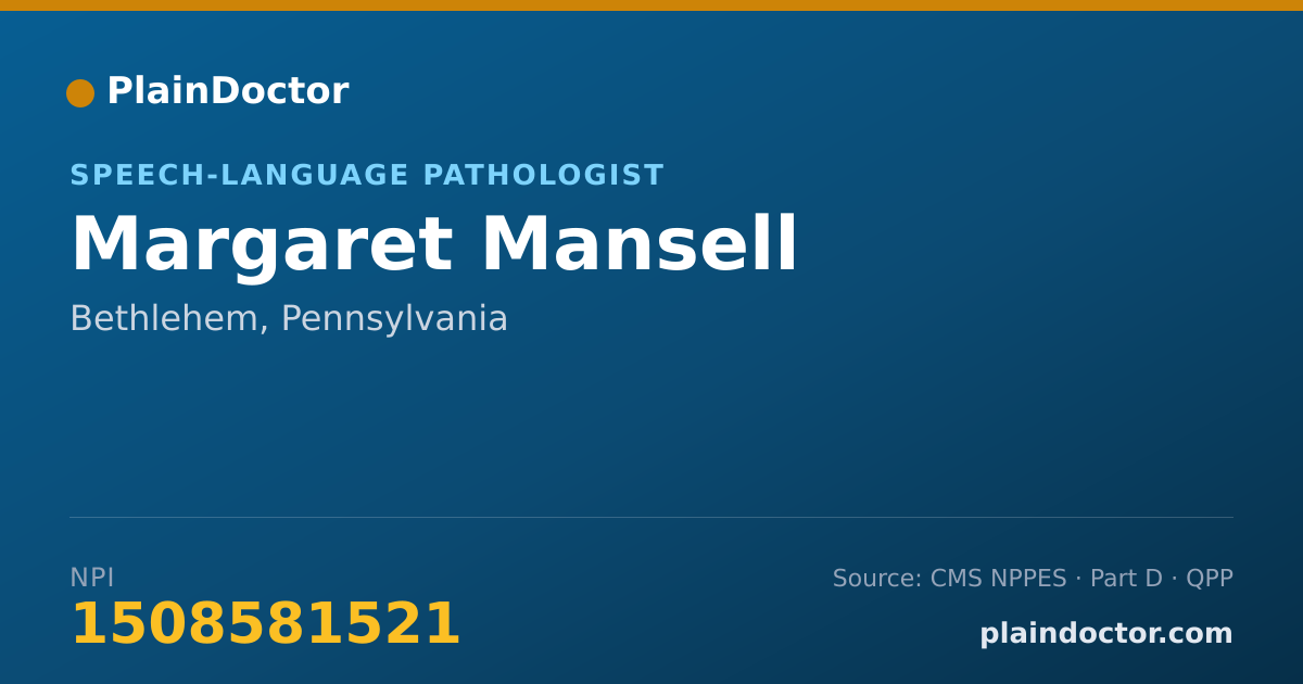 Shareable card for Margaret Mansell - Speech-Language Pathologist, Bethlehem, PA