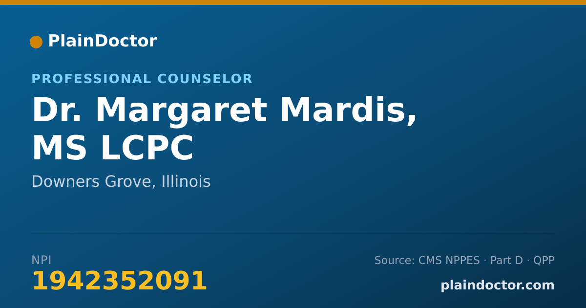 Shareable card for Margaret Mardis, MS LCPC - Professional Counselor, Downers Grove, IL