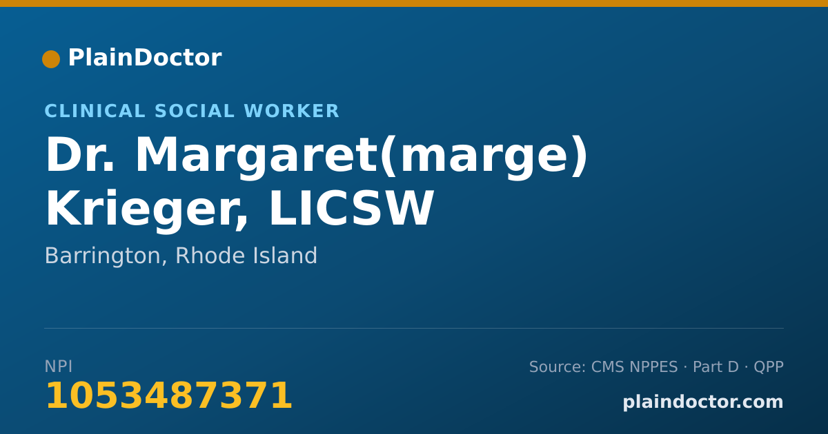 Shareable card for Margaret(marge) Krieger, LICSW - Clinical Social Worker, Barrington, RI