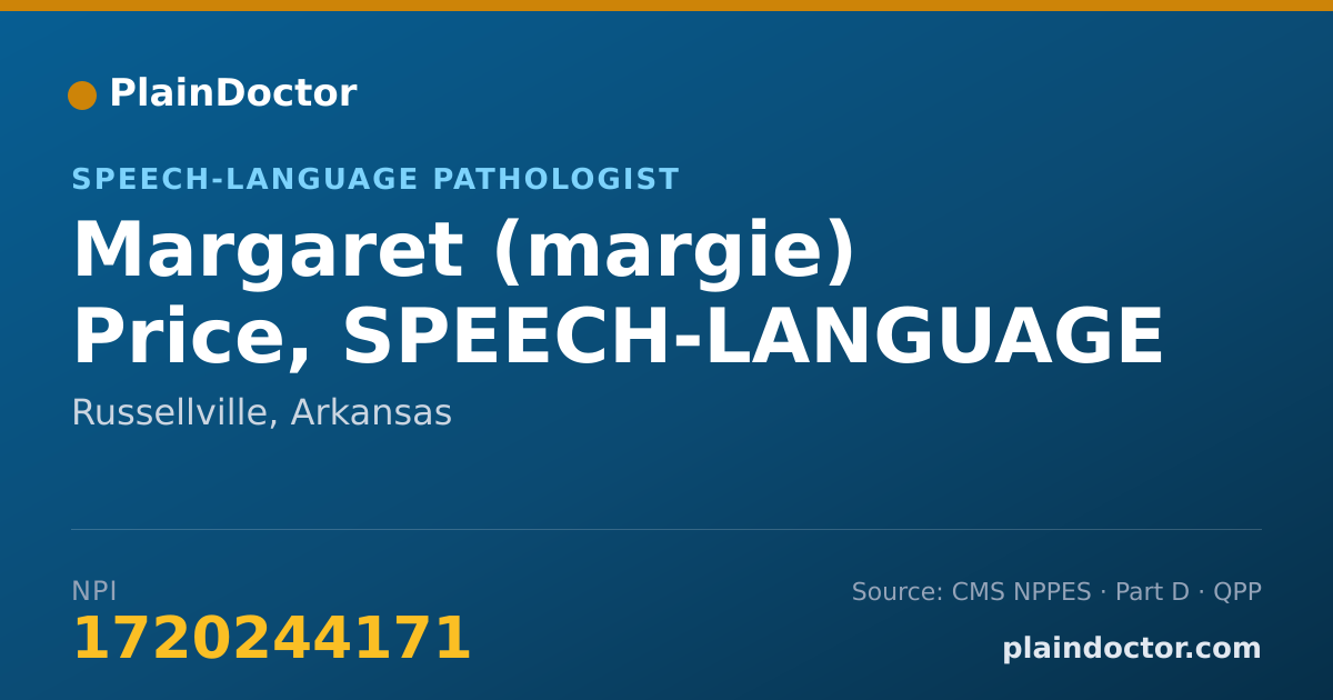 Shareable card for Margaret (margie) Price, SPEECH-LANGUAGE PATH - Speech-Language Pathologist, Russellville, AR