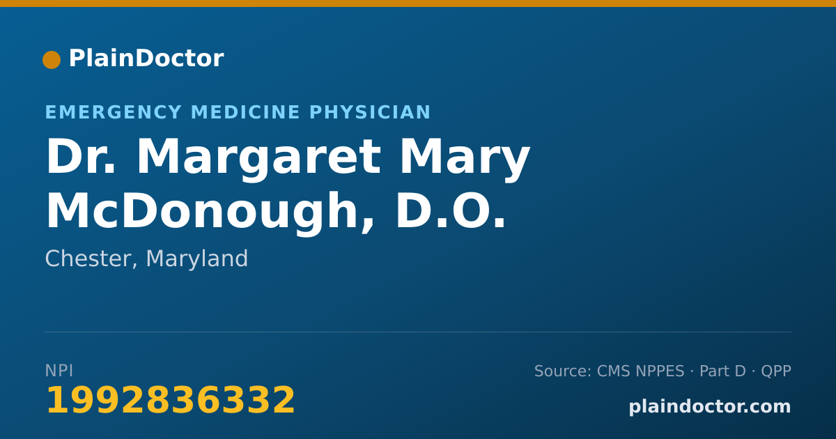 Shareable card for Margaret Mary McDonough, D.O. - Emergency Medicine Physician, Chester, MD