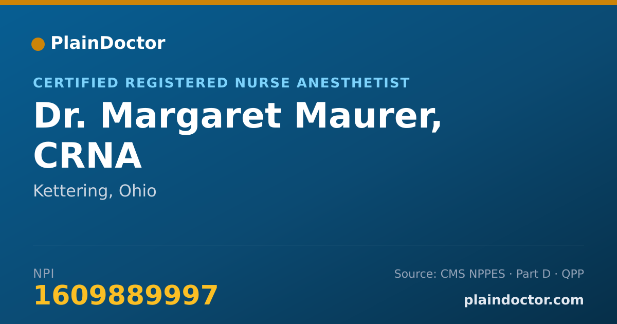 Shareable card for Margaret Maurer, CRNA - Certified Registered Nurse Anesthetist, Kettering, OH